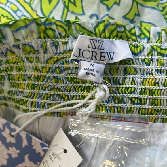 J Crew x SZ Blockprints Square Neck Puff Sleeve Mini Dress Green Sz M NEW BQ857 - Picture 10 of 16